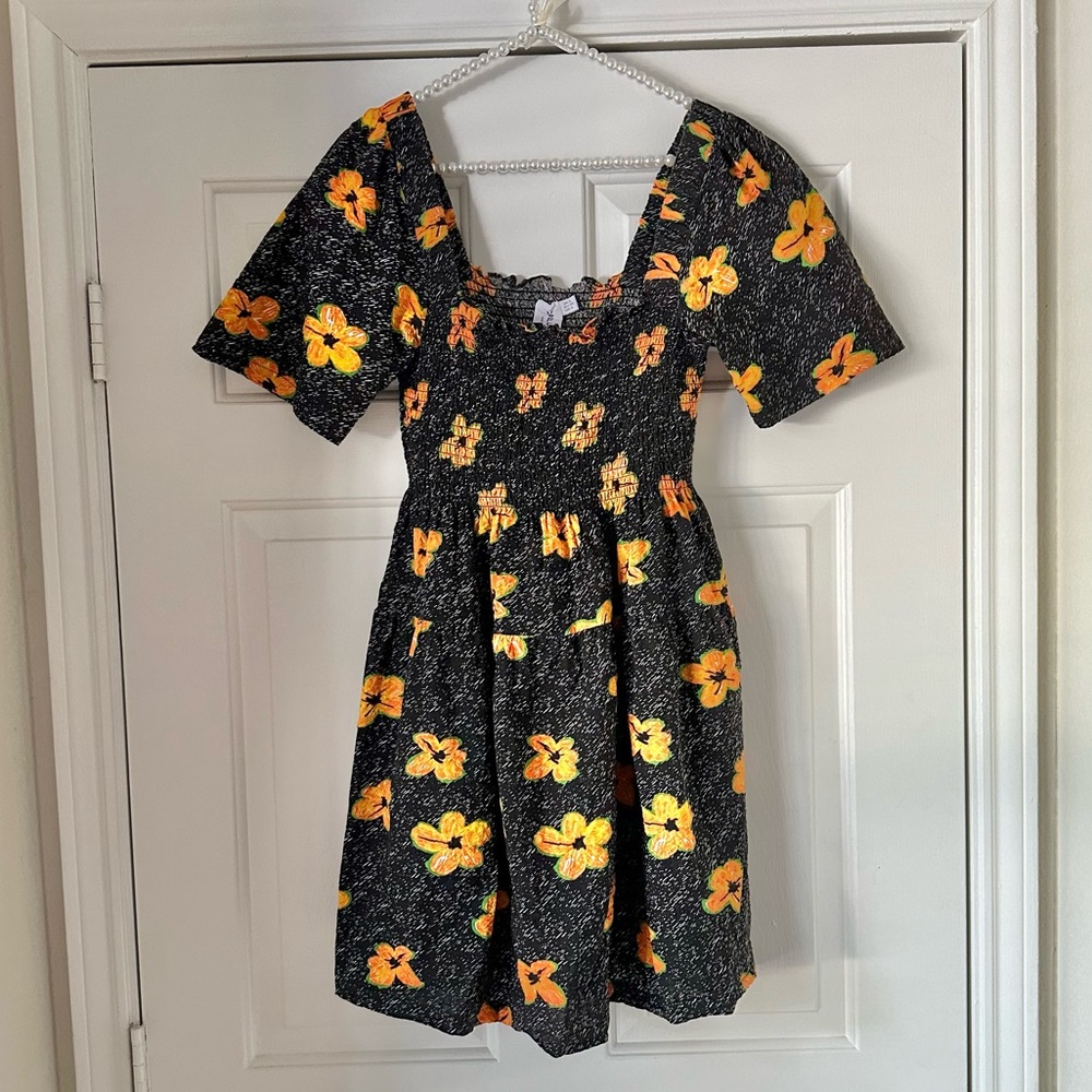 ASOS Collusion Floral Textured Smock Dress
